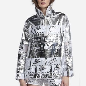 EUC Nike Sportswear Metallic Logo Print Windbreaker